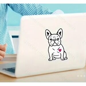 French Bulldog Vinyl Decal Sticker White Black Pink Heart